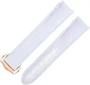 [Generic] 20mm New White Nylon Fabric Watchband Fit for Strap for AT150 300 De Ville Curved End Watch Band