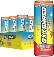 EHP Labs OxyShred Energy Drink - Sugar Free Energy Drinks with Amino Acids, Green Tea Extract, Vitamin C & L Carnitine - Carb Free, Calorie Free, Natural Caffeine, Gummy Snake (12-Pack)