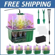 Indoor Mini Greenhouse Seed Starter Tray with Adjustable Grow Lights - 6 Packs