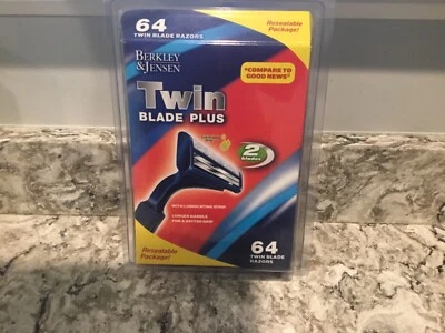 BERKLEY & JENSEN TWIN BLADE DISPOSABLE RAZOR 64 COUNT. SEALED.