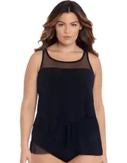 [Miraclesuit Swim] Illusionists Mirage Floaty Layered Tankini Top PLUS in Black