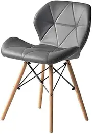 [OSJ] Dining Chair, Laser, PU Seat, Modern Design, Natural Wood Legs, Eames Chair, Scandinavian Style, Designers, Reproduct, 1 Leg