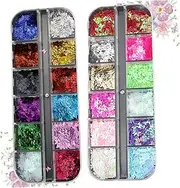 VINTORKY Makeup Sequins Set 2 Boxes of Butterfly Nail Rhinestones Safe Shiny for Nail Art