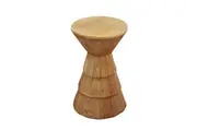 MIUZ Accent Table Round Faux Wood Coffee Table Concrete Side Table 31x31x52cm