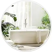 Fabuday White Circle Mirror for Wall 24 inch - Round Mirror for Bathroom, Entryway, Living Room, Hallway, Vanity Decor, Big Matte Metal Frame Mirror