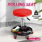 Adjustable Garage Stool Creeper Rolling Mechanics Tool Tray Storage Chair Seat