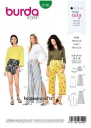 BURDA 6199 MISSES TROUSERS & SHORTS Sewing Pattern UK Size 8 - 18 Super Easy
