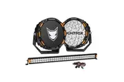 LIGHTFOX OSRAM 9" LED Driving Lights + 40" Dual Row LED Light Bar + Wiring Kit