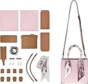 POPSEWING Top Grain Leather Mini Tote Handbag DIY Kits, DIY Crossbody Shoulder Bag Kit with Sewing Kit for Women/Girls, DIY Leather Bag Kit for Personalized Gift (Pink)
