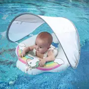 Baby Pool Float Inflatable Unicorn Toddler Relaxing Swimming Float Newest With Removable Sun Protection Canopy Pool Toys Compatible With Age Of 3-36 M