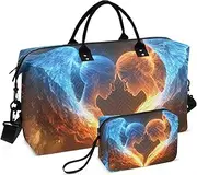 [ZRYSMY] Blue Angels Fire Duffel Bag for Traveling, Travel Bag Gym Bag, with Multiple Interior Pockets Shoulder Weekender Bag for Women Men with Toiletry Bag 20.5L x 1.9W x 13.8H, Multi-Colored, one