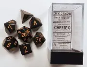Polyhedral 7-Die Opaque Chessex Dice Set - Black with Gold Numbers CHX 25428