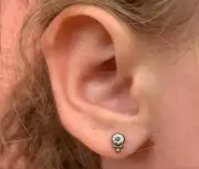 Titanium 16G 1/4 Internally Threaded Center CZ 3 Beaded Helix Stud Tragus Labret