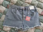 THE BONDI FRINGED16 STONEWASH BLUE DENIM SHORTS