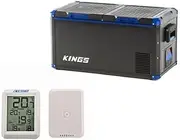 Kings 75L Camping Fridge Freezer Portable Cooler + Wireless LCD Thermometer 4WD