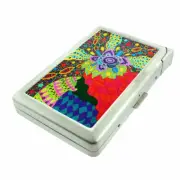 Abstract Art Em15 Cigarette Case with Built in Lighter Metal Wallet