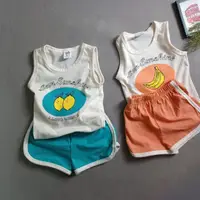 在飛比找momo購物網優惠-【艾比童裝】嬰兒 陽光水果套裝 MIT台灣製無袖上衣 短褲(