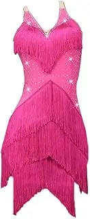 [JRUIA] Women's Flapper Tassel Latin Dance Dresses Tango Salsa Competition Costume Strapless Cha Cha Ballroom Dancewear