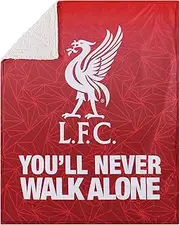 FOCO Official Licensed Liverpool FC Slogan Sherpa Plush Throw Blanket