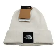 THE NORTH FACE Unisex Knit Cuffed Big Box Beanie Hat White Dune One Size NWT