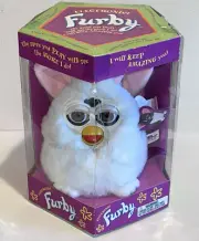 1998 All White Snowball Furby Factory Sealed Tiger Electronics 70-800 Brown Eyes
