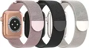[Steezrd] 3 Pack Mesh Metal Bands Compatible with Apple Watch Band 38mm 40mm 41mm 42mm 44mm 45mm 49mm, Stainless Steel Magnetic Loop Strap for iWatch Ultra/2 Series 9/8/SE/7/6/5/4/3/2/1 Men Women