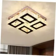 13.1''Square Crystal Chandelier Modern Crystal Ceiling Light Flush Mount Warm