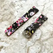 Black and Red Floral (FL-5) Soft Leather Band Strap for Fitbit Versa 3 4 Sense 2