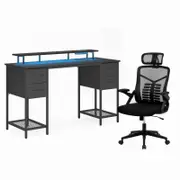Advwin Gaming Office Desk 120cm with Monitor Stand & Gaming Office Chair