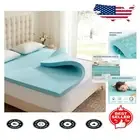 2 Inch Gel-Infused Memory Foam Mattress Topper Twin XL - Breathable Blue Pad