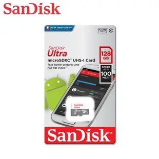 SanDisk 128GB ULTRA 100MB/s micro SDXC C10 UHS-I 手機記憶卡 公司貨