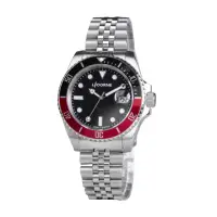在飛比找momo購物網優惠-【LICORNE】力抗錶 剛毅率性風格手錶(黑/紅色旋轉式錶