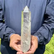 790g Natural Clear Quartz Obelisk Quartz Crystal Point Wand Tower Healing