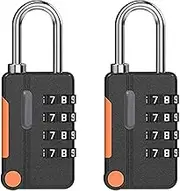 RODISHOMM 2 Pack 4 Digit Combination Lock Set – Small Waterproof Padlocks for School, Gym, Sports Lockers, Fences, Toolboxes, Gates, Cases, Hasp Storage (Black)