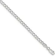 [JewelryWeb] 925 Sterling Silver 3.5mm Double Link Charm Teen Bracelet - Length Options: 13 14 15 18 20 22