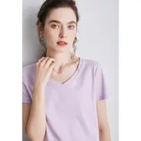 在飛比找ETMall東森購物網優惠-香芋紫t恤純色短袖打底衫上衣