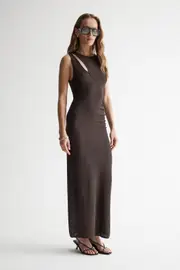Zinnia Knit Dress Chocolate Size 10 | Elka Collective