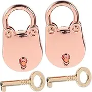 HOMSFOU 2Set Mini Antique Padlock Small Metal Lock with Key for Jewelry Box Diary Suitcase Storage Lightweight Security Quick Locking Mechanism