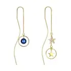 Dangling Bar Drop Threader Sterling Silver Earrings from Swarovski Crystals