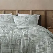 Ardor Boudoir Kiewa Jacquard Quilt Cover with Pillowcase Bedding Set Sage