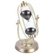 60 Minutes Hourglass Sand Timer 360° Rotating Black Sand Clock Metal Sand Wat...