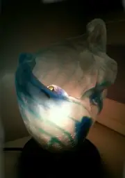 Crackled Powder Blue/Teal Frosted Accent Hand Blown Glass Table Lamp