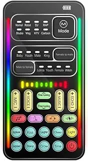 Daseeme Voice CER Portable Voice CER Device with 8 Sound Effects Colorful Light Mini Live Broadcast Handheld Microphone Sound Effects Machine for Phone Laptops Computer Games Sound Card