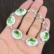 925 Starling Silver Bracelet Jewelry Rare Faceted Peridot Bracelet Gift For Her