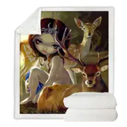 Diana in the Forest Artemis Goddess and Deer Throw Blanket