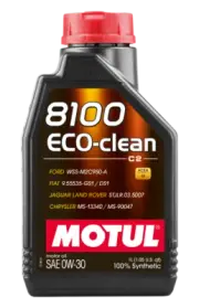 Motul 1L Synth Engine Oil 8100 Eco-Clean 0W30 12X1L-C2/API SM/ST.JLR 03.5007-1L