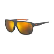 Under Armour Dominate Mens Matte Grey Sport Sunglasses Orange Mirror 62mm 0KB7-50