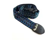 D'Andrea Guitar Strap Hootenanny Style Blue and Black Tapestry