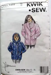 KWIK SEW 1477 COATS GIRLS SIZES 4 5 6 7 UNOPENED VINTAGE UNCUT FF