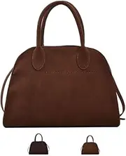 [Yanlilyliusihao] Row Margaux Bag Suede Tote Bag for Women Casual Work Tote Top-handle Bag Leather Bag Retro Crossbody Shoulder Bag Satchel